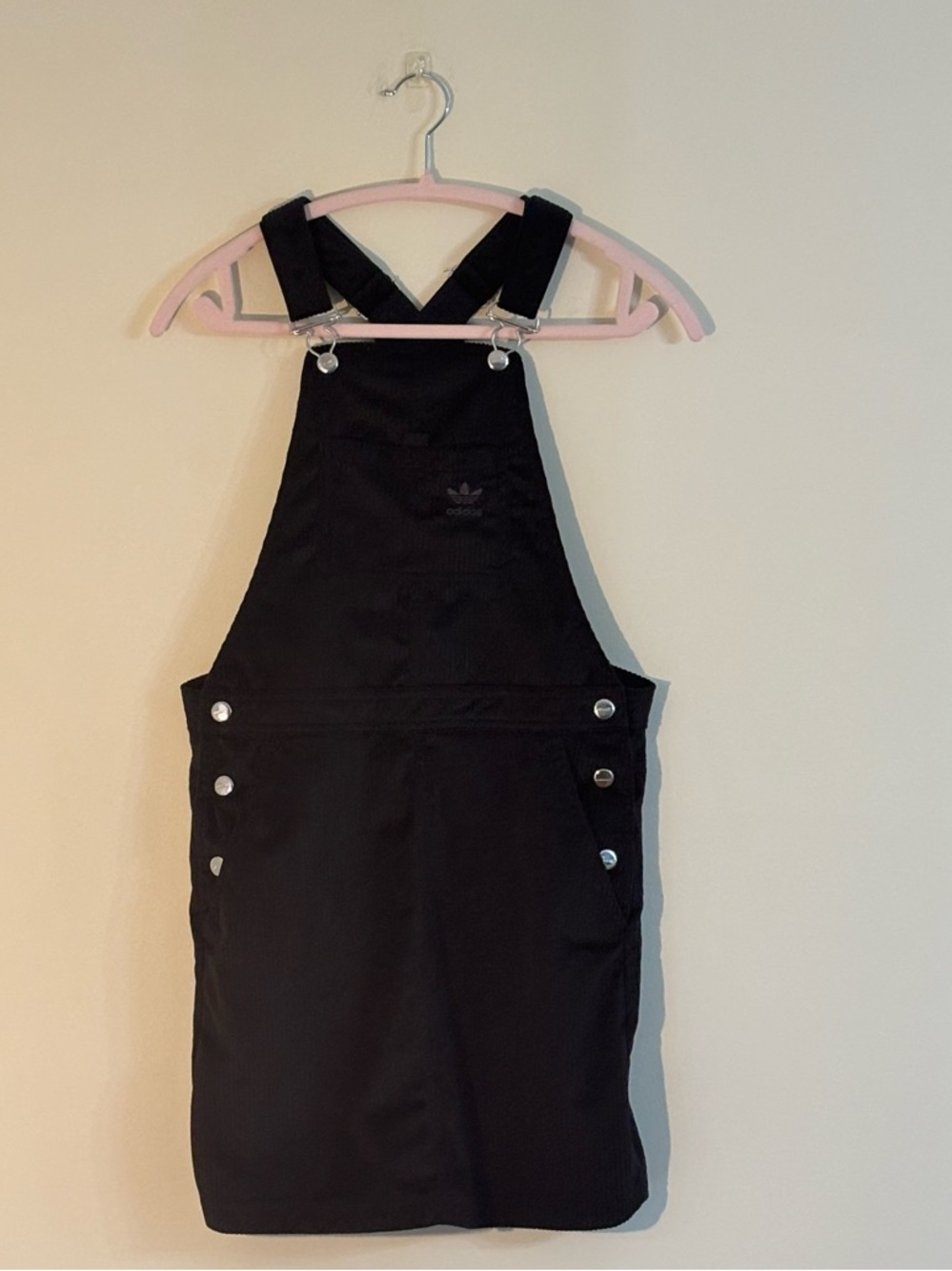 Adidas Black Corduroy Overall Mini Dress Size XS